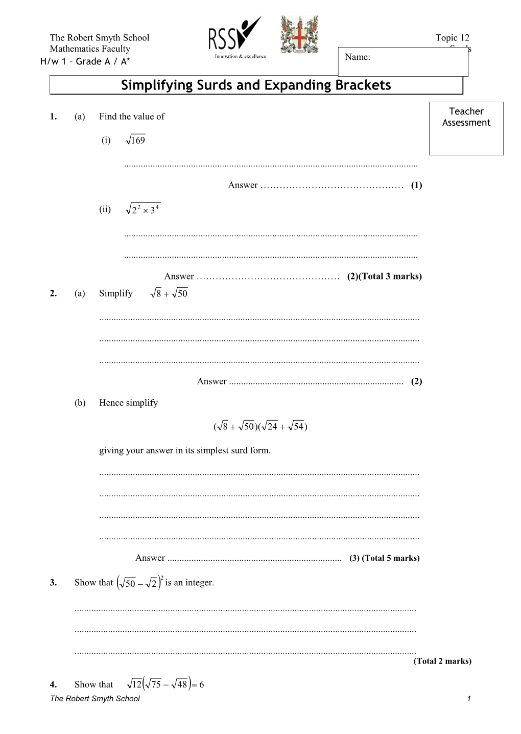 Topic 2C (Foundation) Homework on Pictograms