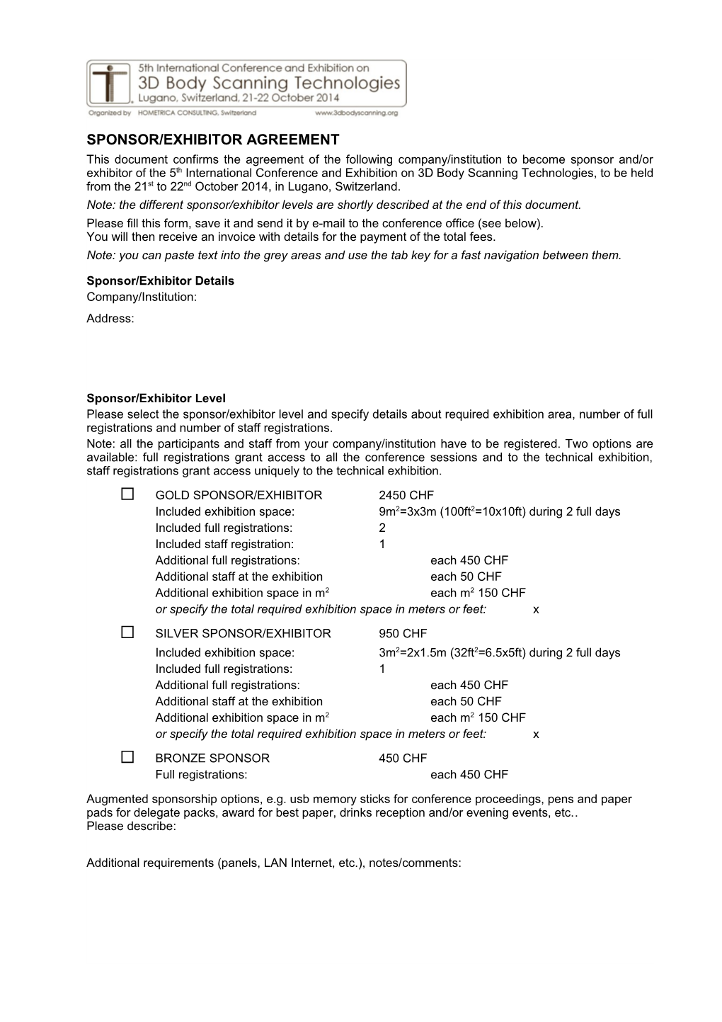 Sponsor/Exhibitor Agreement