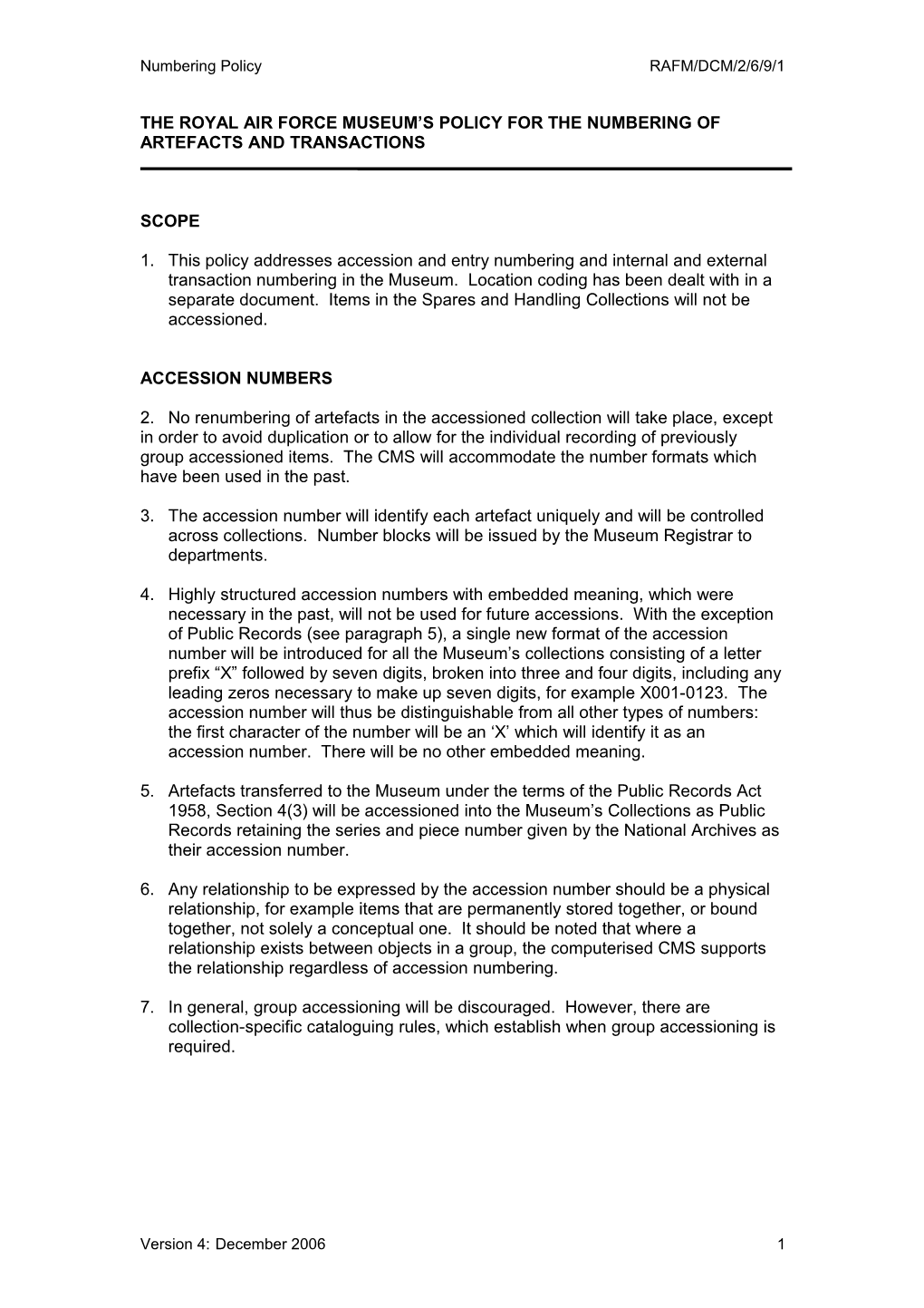 Numbering, Labelling and Marking Policy - SCOPE