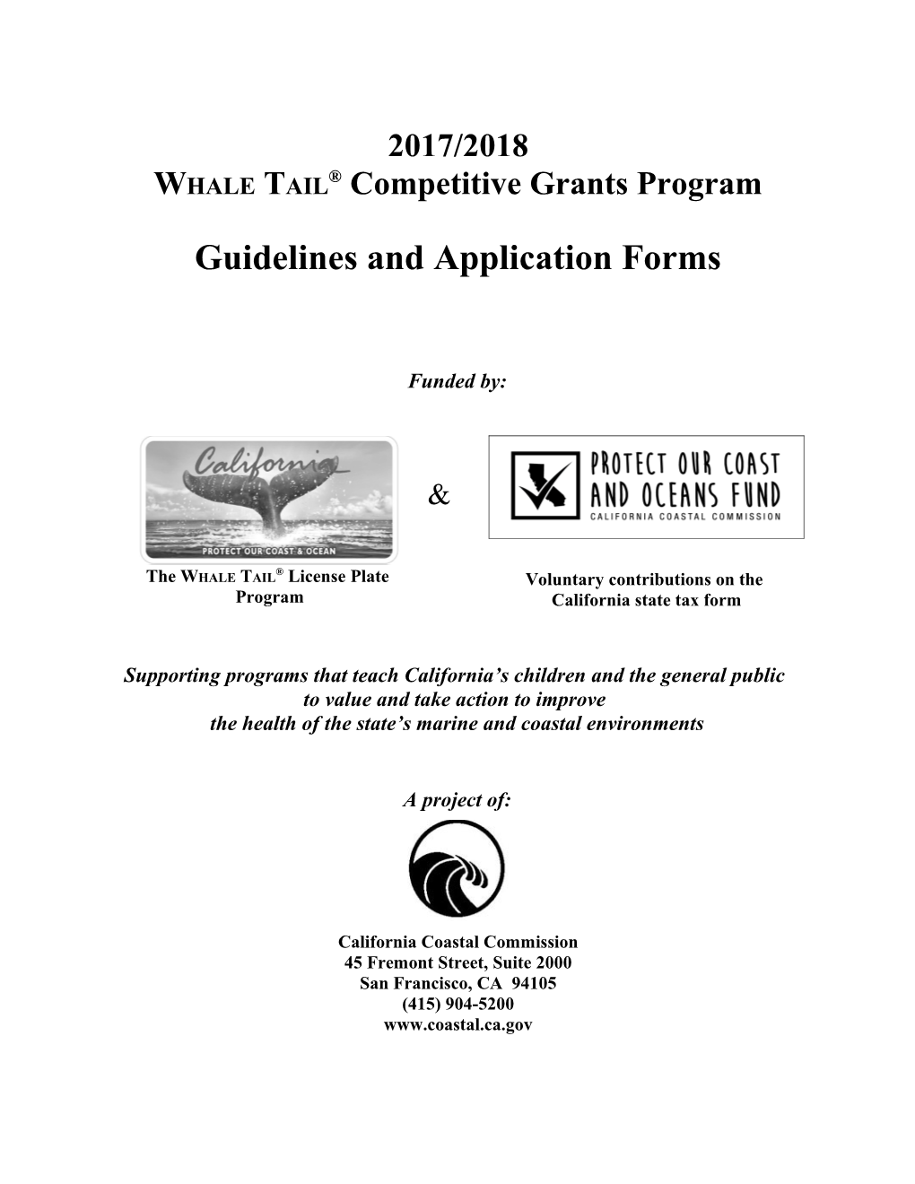 2014/15 Whale Tail Grant Guidelines