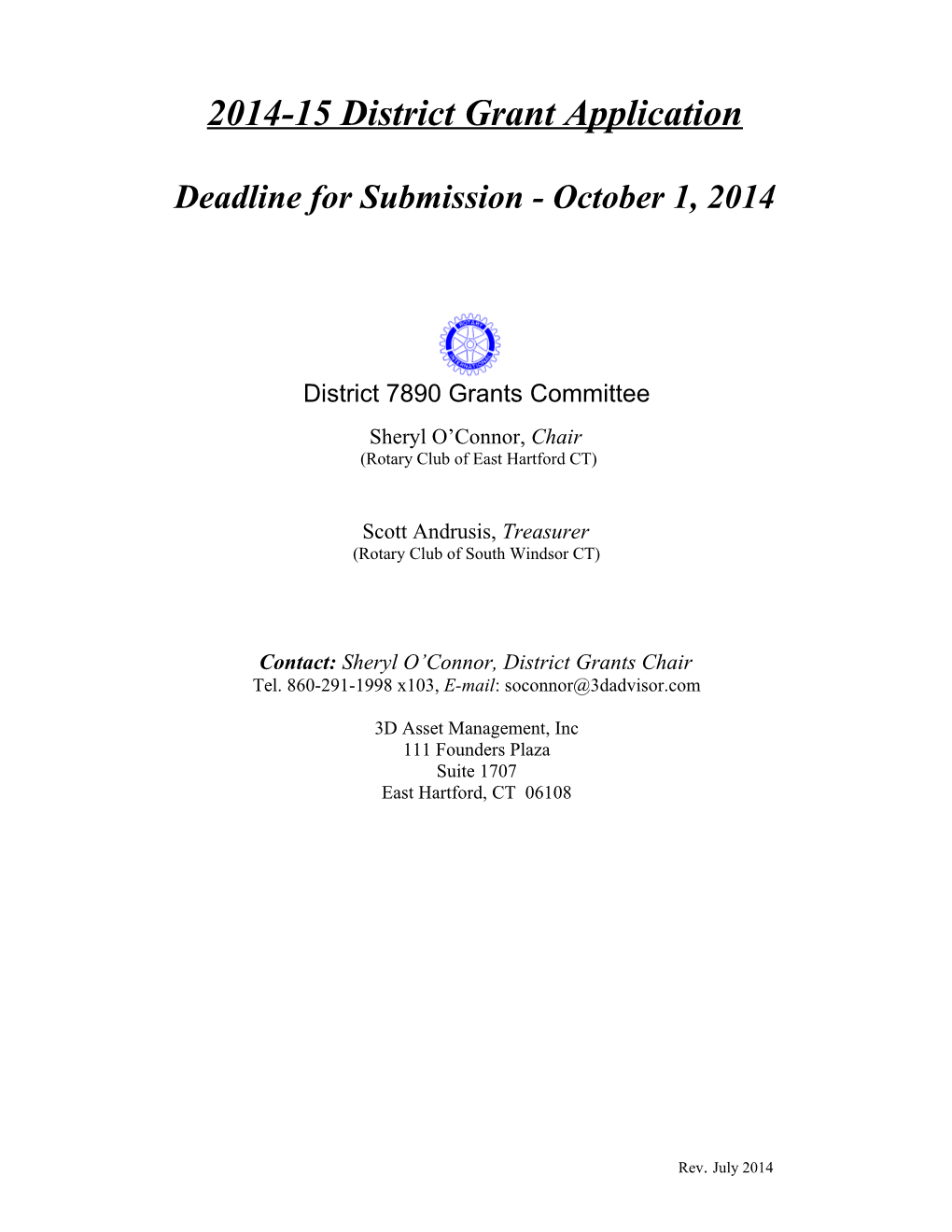 2014-15District Grant Application