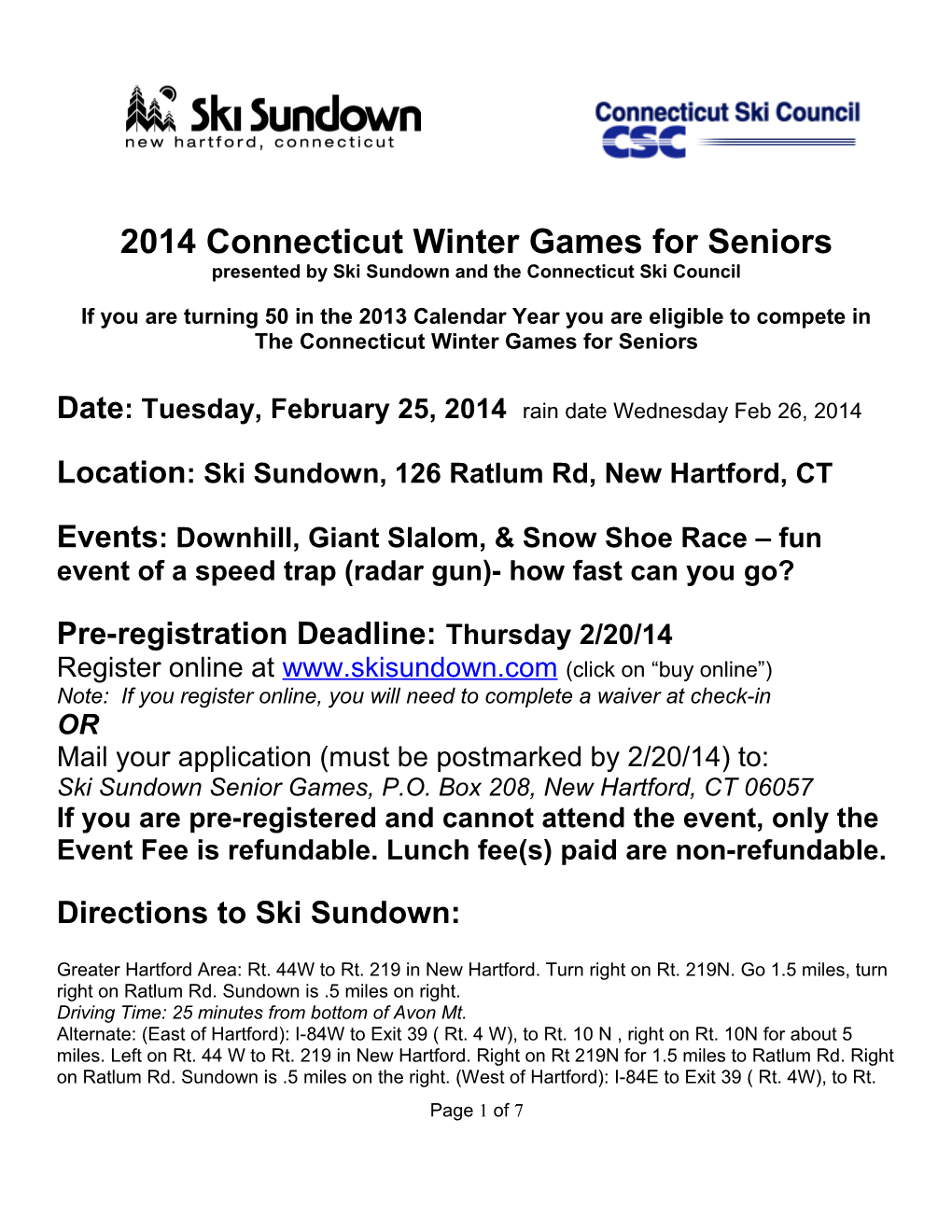 2014 Connecticut Winter Games for Seniors