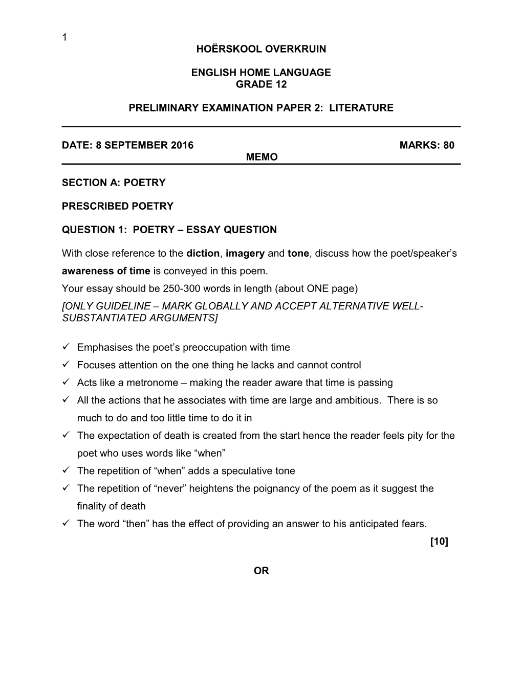 Preliminary Examination Paper 2: Literature