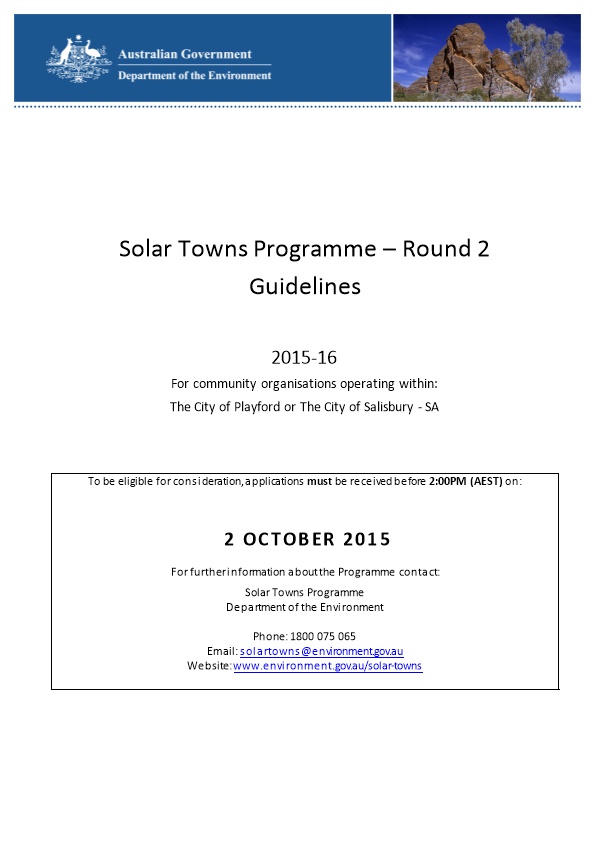 2015-16 Solar Towns Programme (Round 2 Guidelines Final Draft