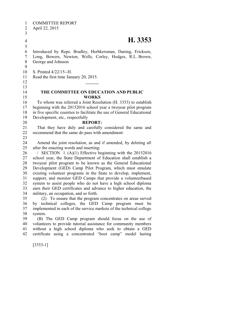 2015-2016 Bill 3353 Text of Previous Version (Apr. 22, 2015) - South Carolina Legislature Online