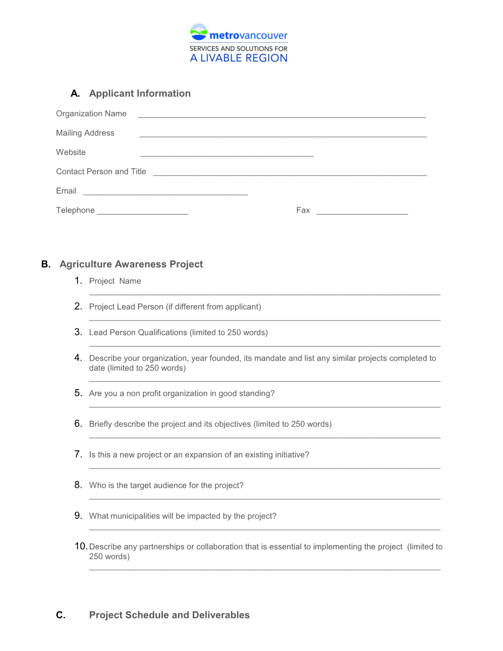 2015 Agriculture Awareness Grant Application Form - Word Version