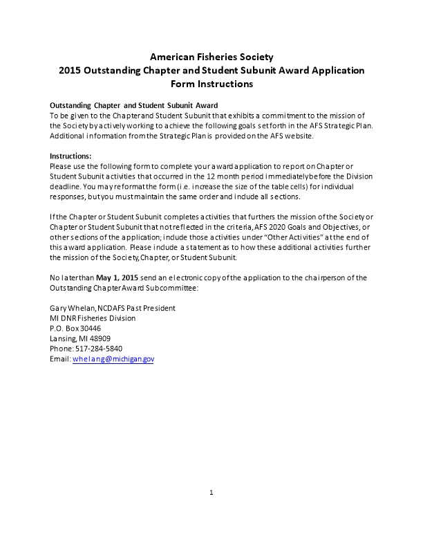 2015 Outstanding Chapter and Student Subunit Award Application Form Instructions