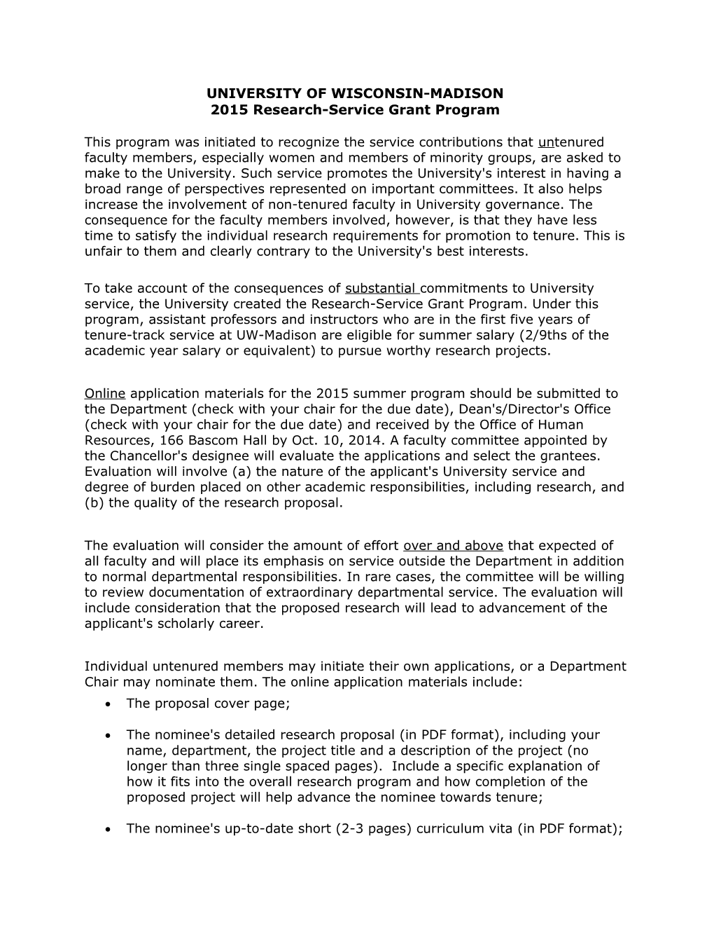 2015 Research-Service Grant Program
