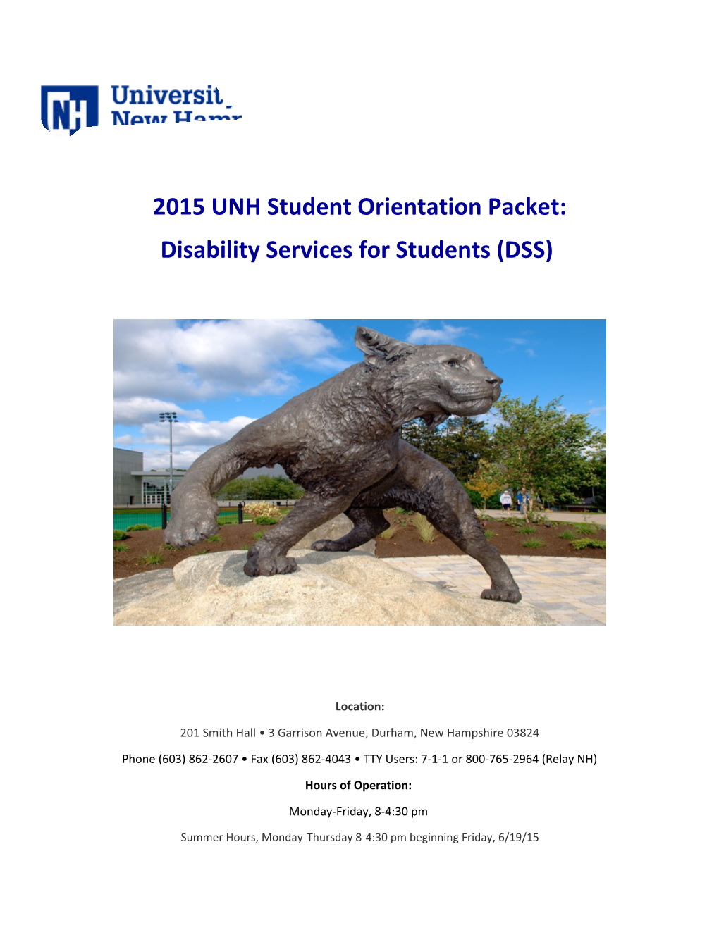 2015 UNH Student Orientation Packet