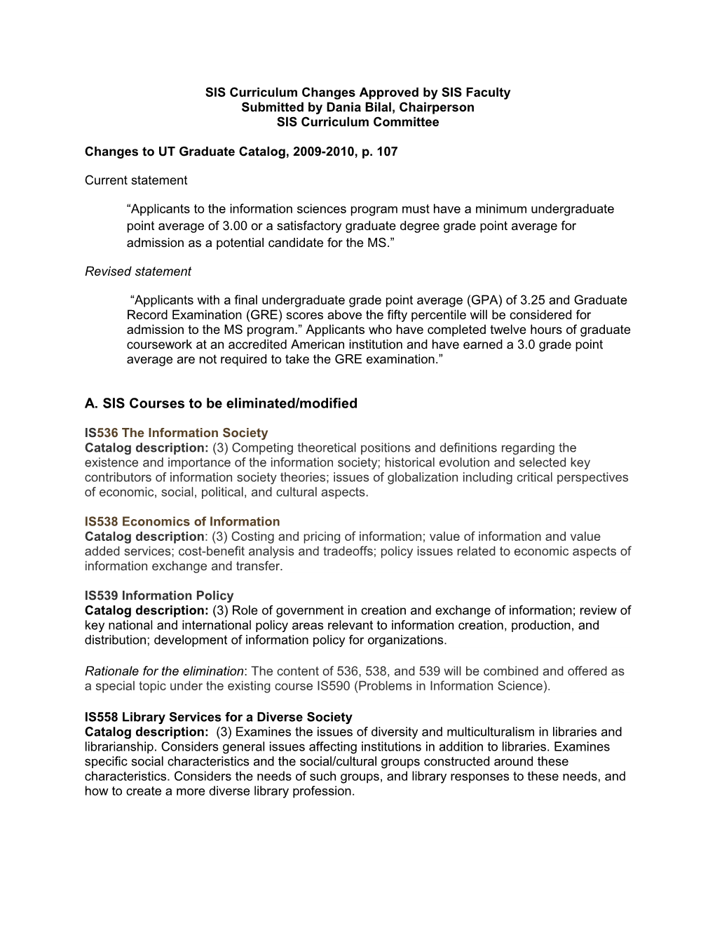 Curriculum Committee Charges