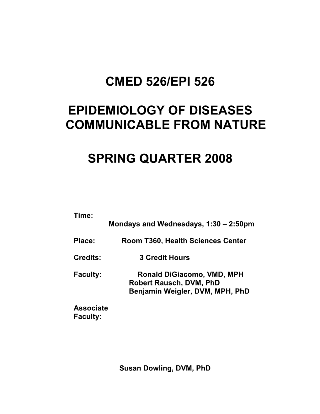 Zoonotic Diseases Spring 199