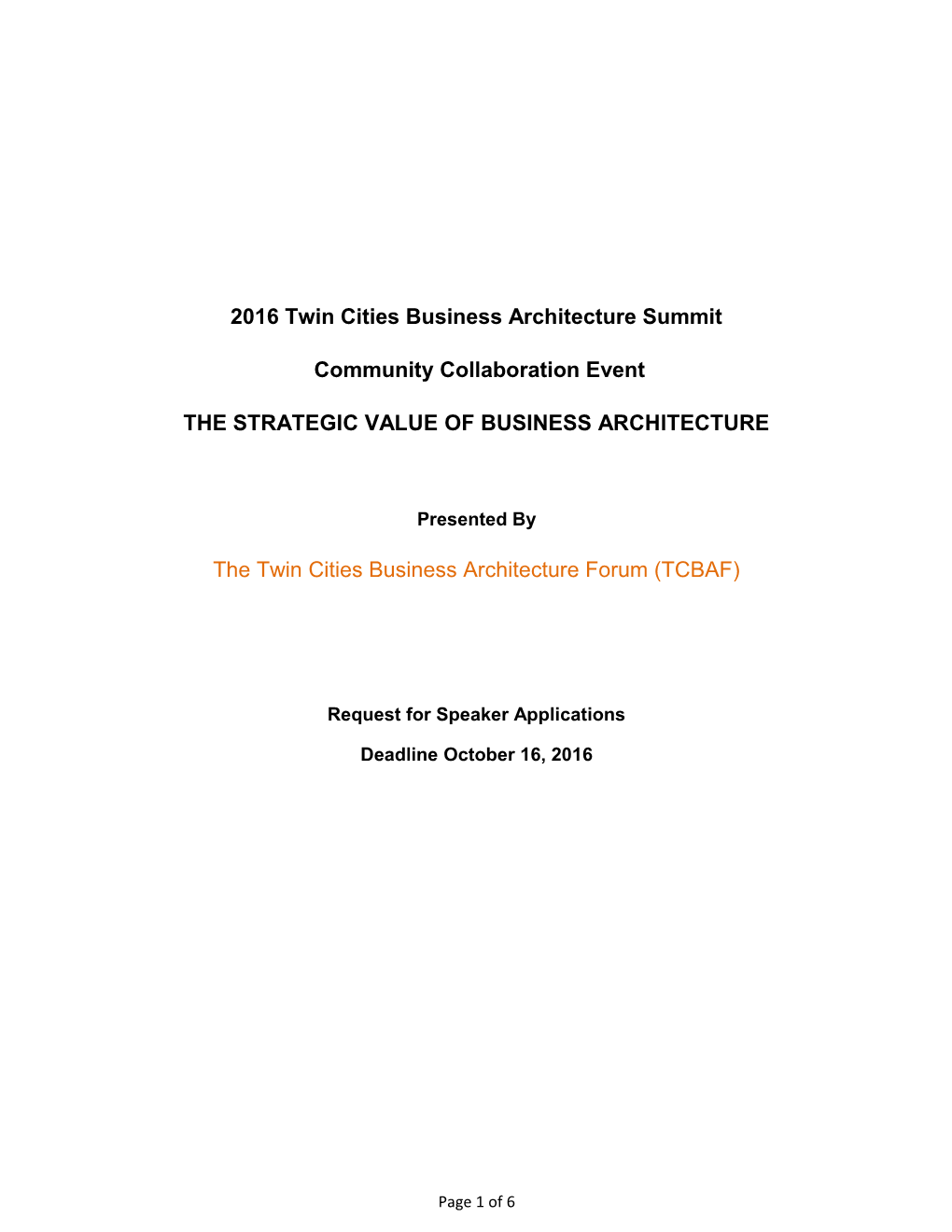 2016Twin Cities Business Architecture Summit