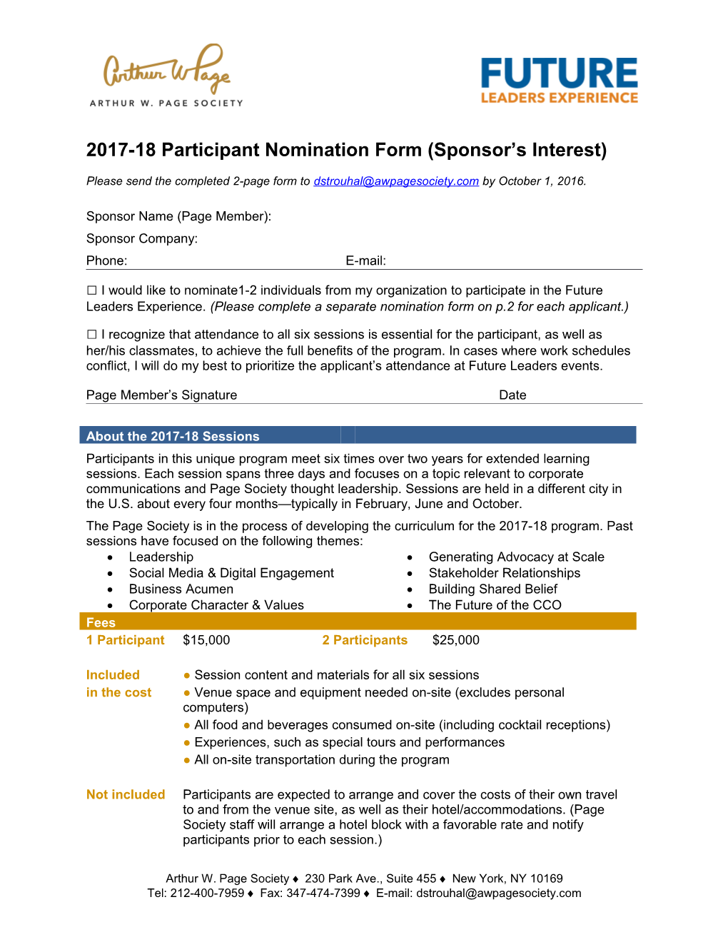 2017-18Participant Nomination Form (Sponsor S Interest)