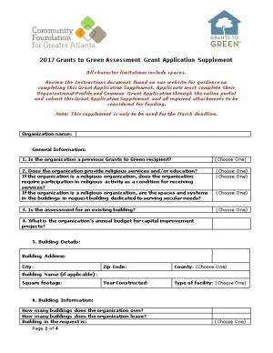 2017Grants to Green Assessment Grant Application Supplement