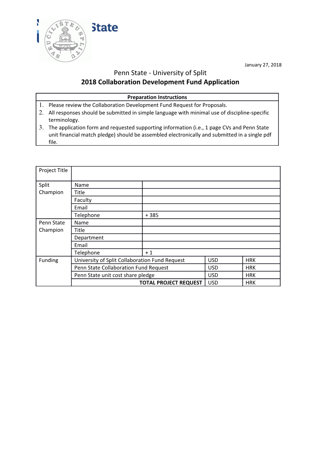 2018 Collaboration Development Fund Application