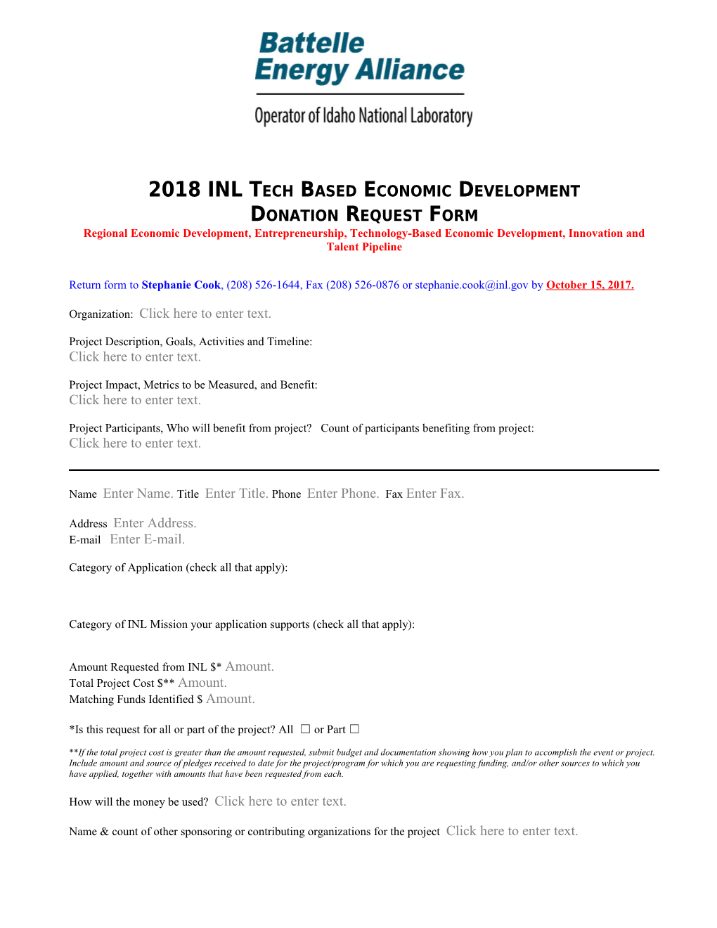 2018 INL Tech Based Economic Development