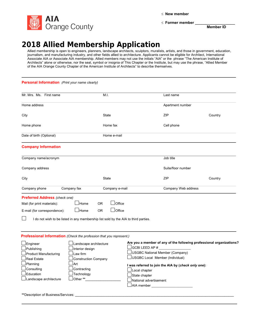 2018Allied Membership Application