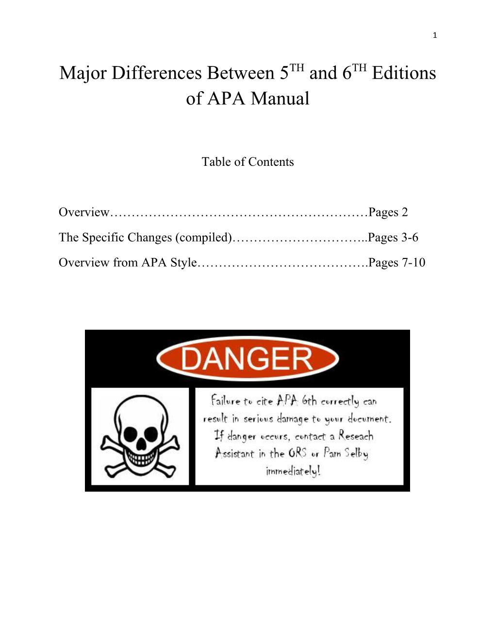 Major Differences Between 5Thand 6TH Editions of APA Manual