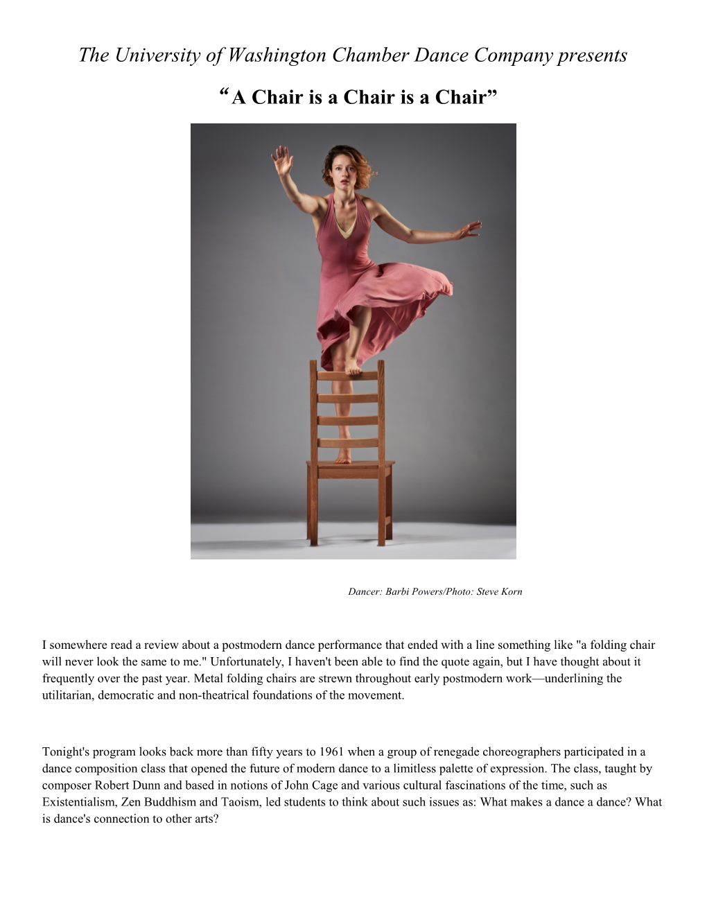 The University of Washington Chamber Dance Company Presents