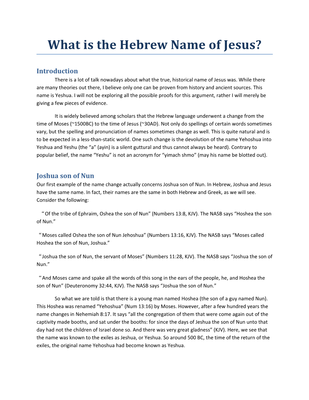 What Is the Hebrew Name of Jesus?