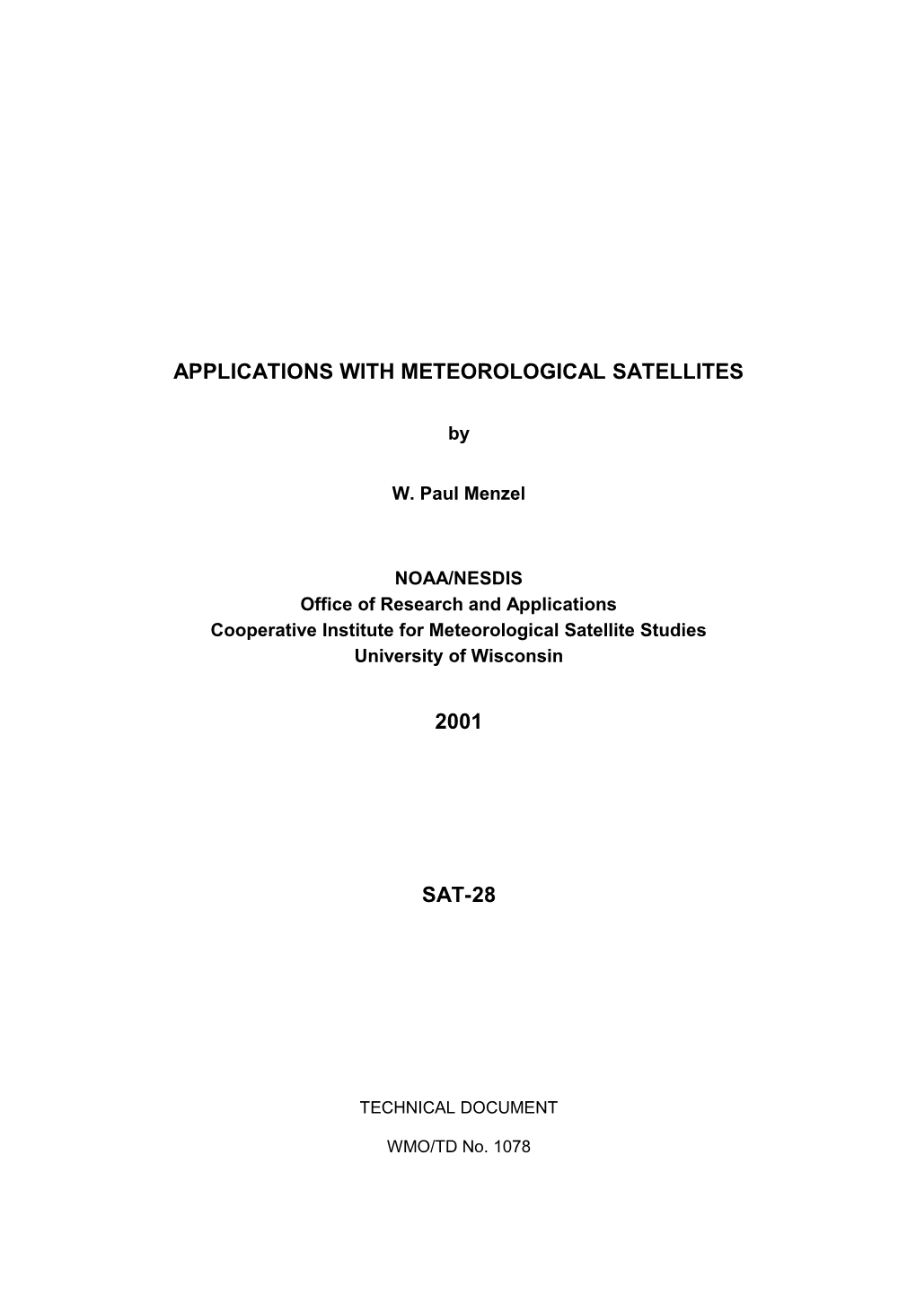 Notes on Satellite Meteorology