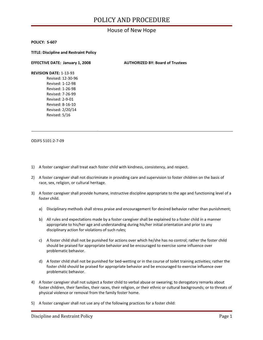 Policy and Procedure s5