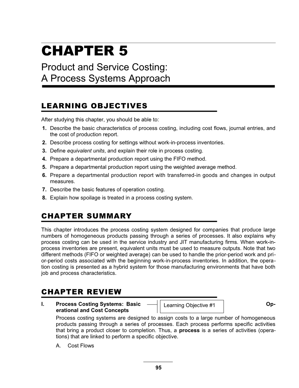 Chapter 5 Product and Service Costing: a Process Systems Approach