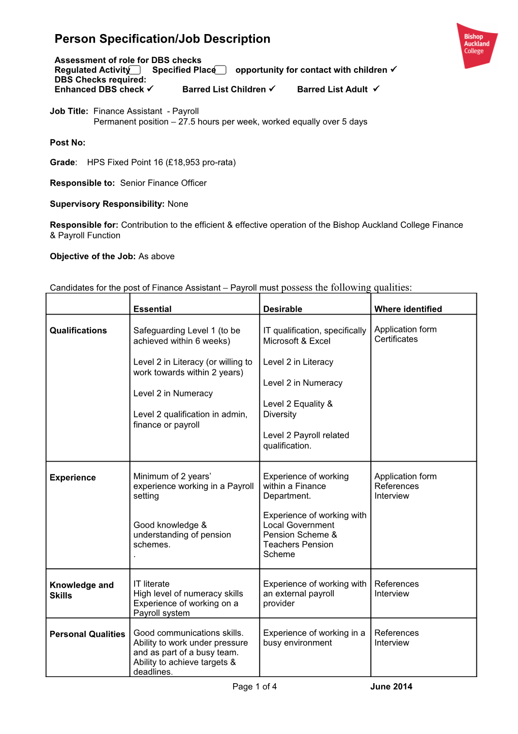 Candidates for the Post of Finance Assistant Payroll Must Possess the Following Qualities