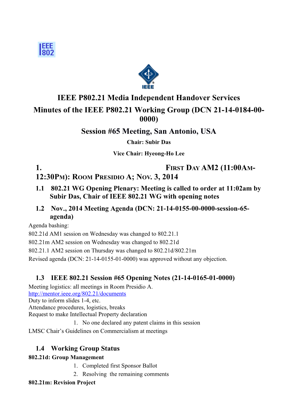IEEE P802.21 Media Independent Handover Services s1