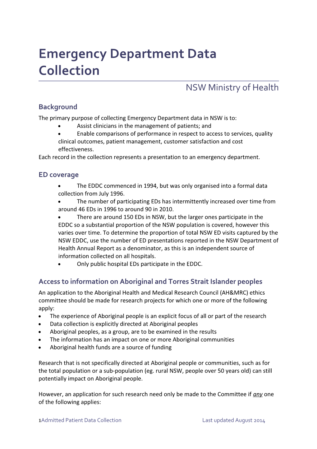 Emergency Department Data Collection