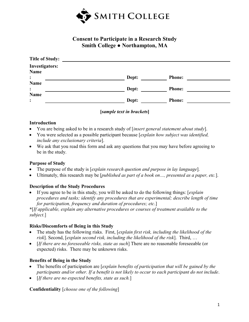 Sample Participant Consent Form