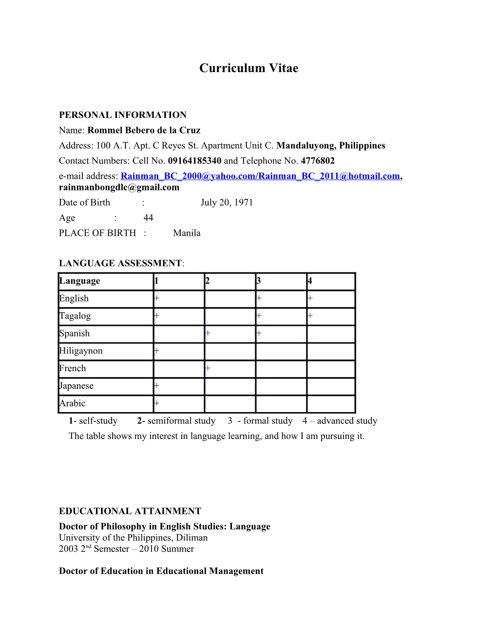 Curriculum Vitae s345