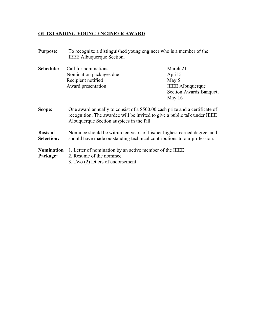 2009 Outstanding Young Engineer Award