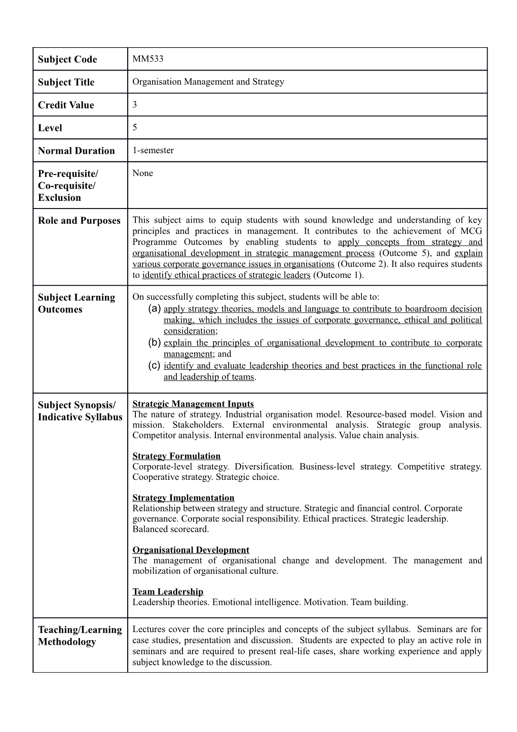 Organisation Management and Strategy