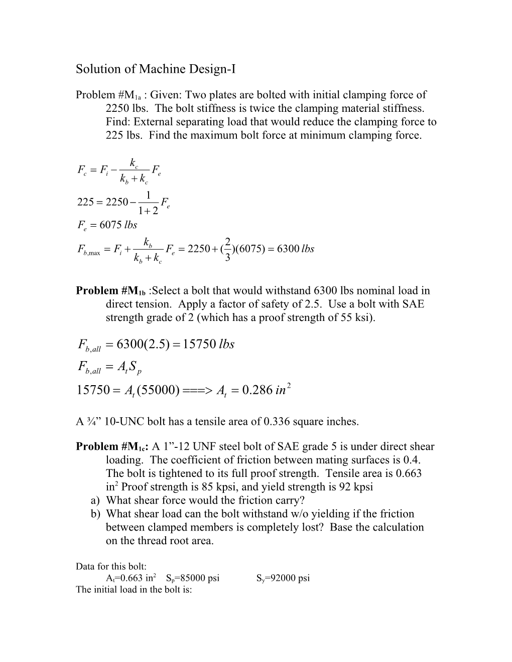 Solution of Machine Design-I