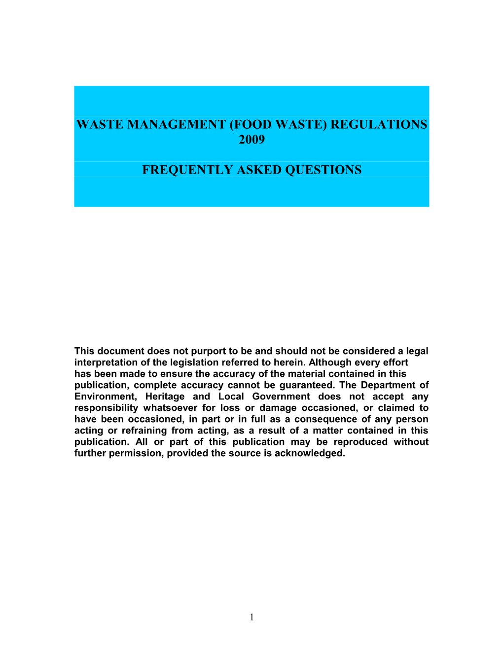Food Waste Regulations Comments/Questions