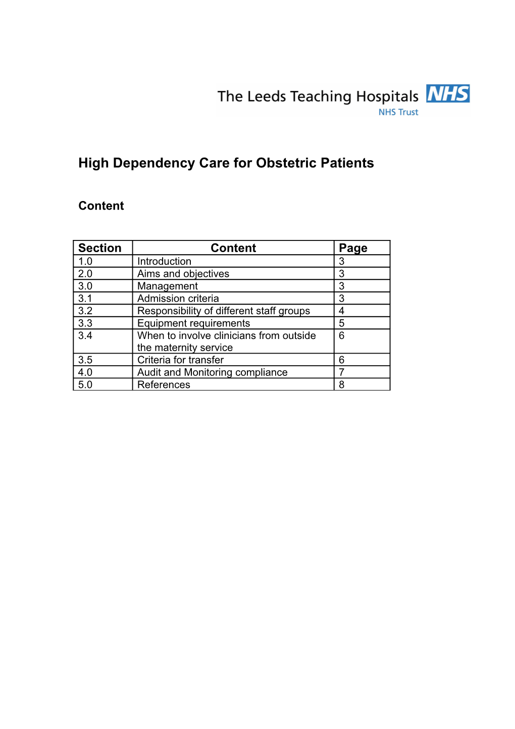 Protocols Relating to Care of Obstetric Women Who Have Received a General Or Regional