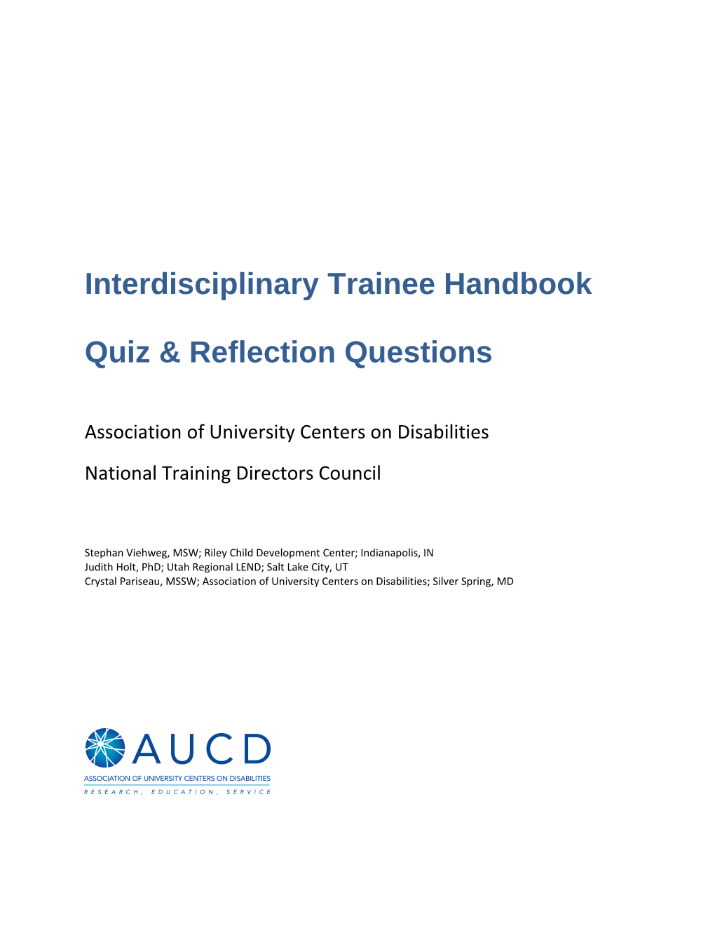 Interdisciplinary Trainee Handbook