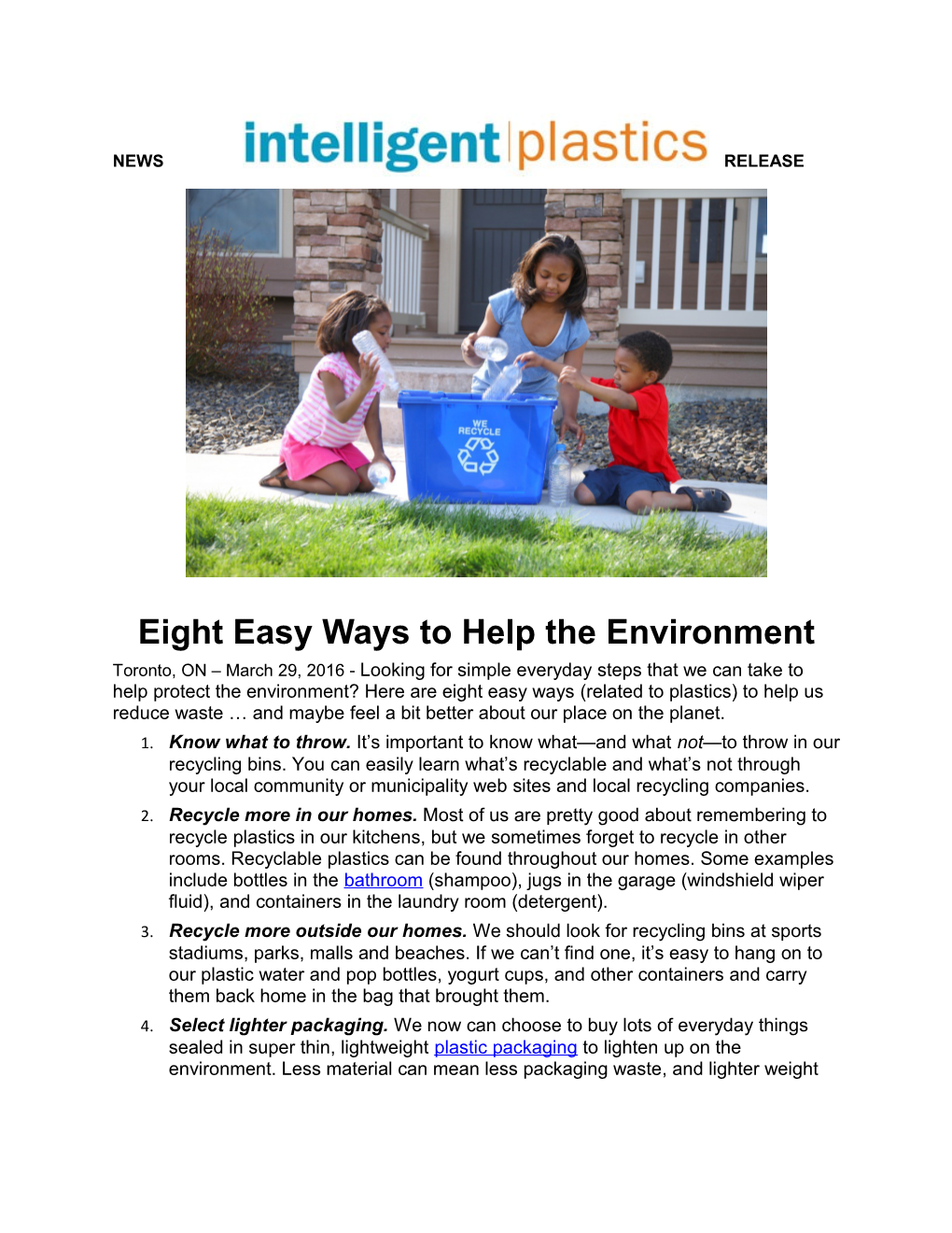 Eight Easy Ways to Help the Environment