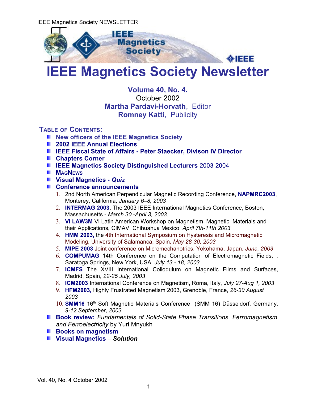 IEEE Magnetics Society Newsletter