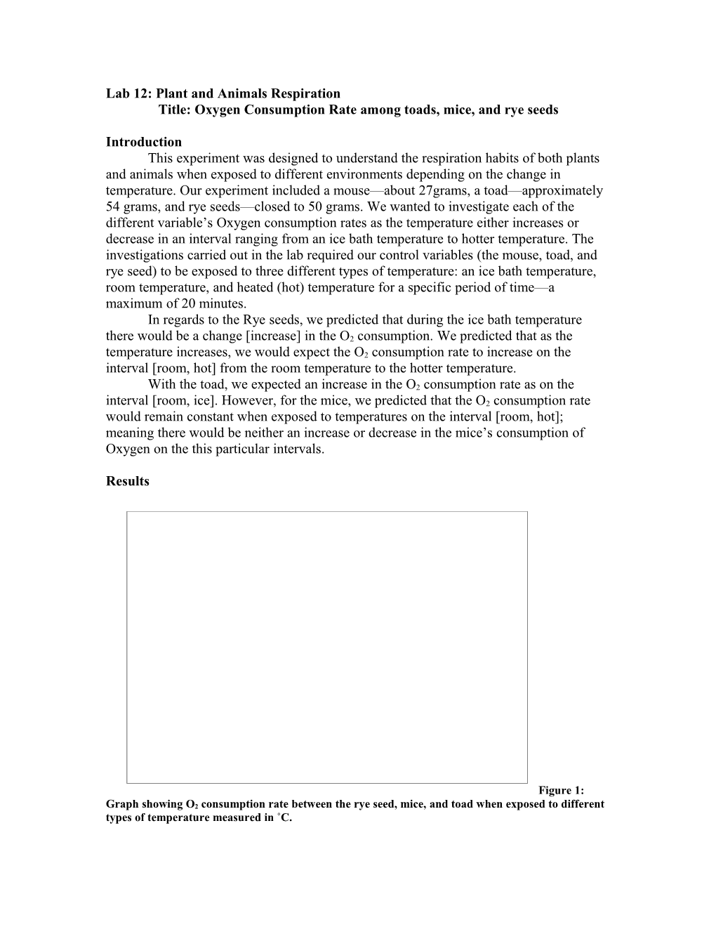 Lab 12: Plant and Animals Respiration