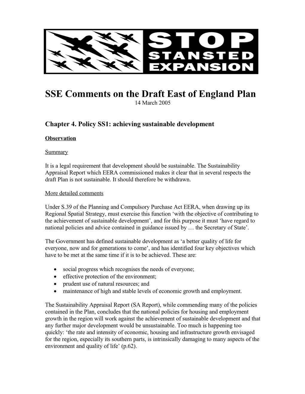 Sse S Comments on the Draft East of England Plan: 10 Feb 2005