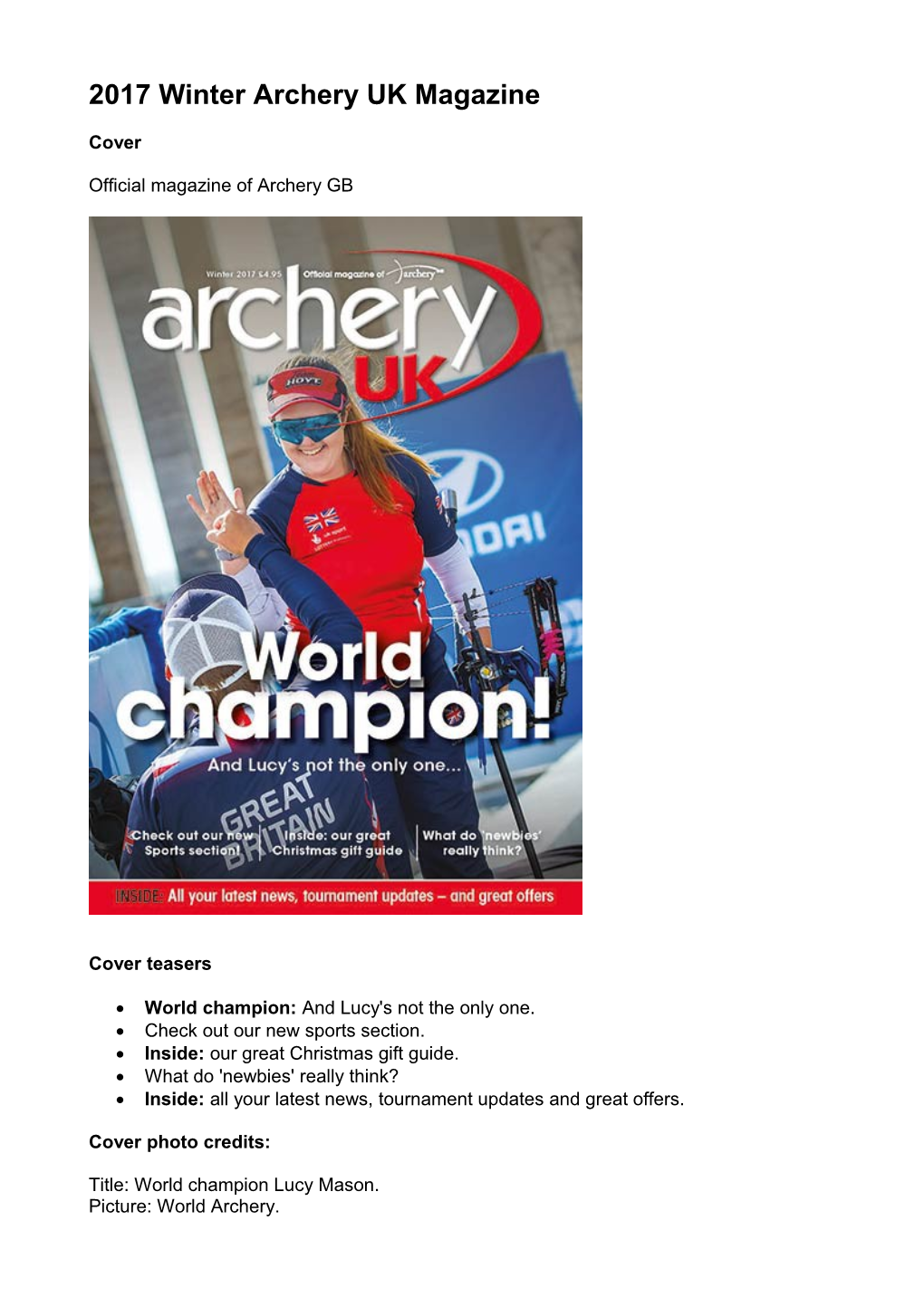 2017 Winter Archery UK Magazine