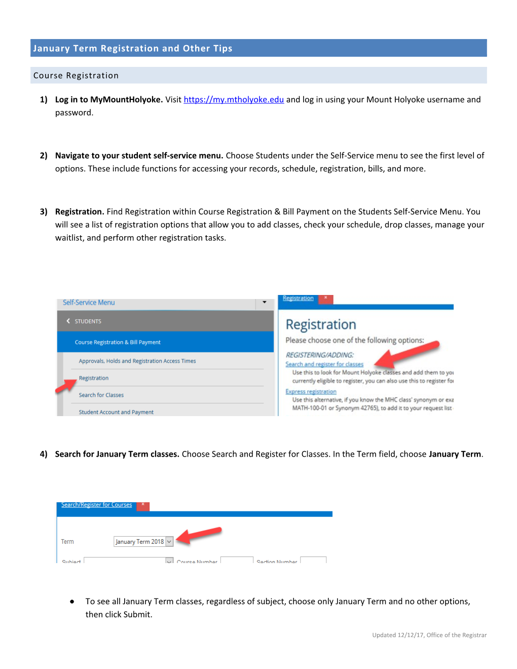 January Term Registration and Other Tips