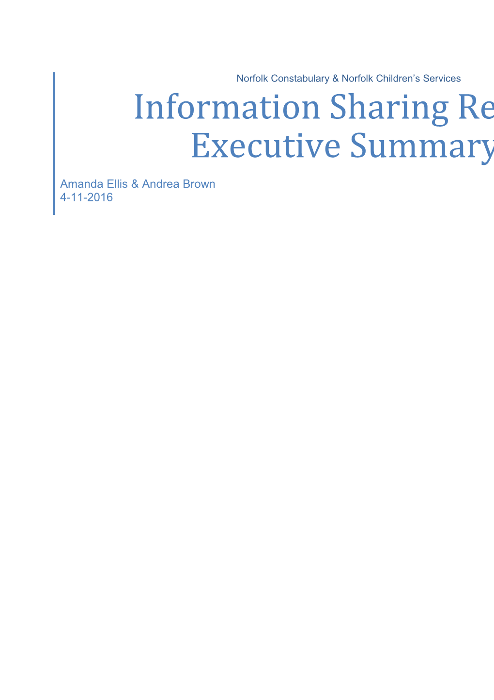 Information Sharing Report Executive Summary