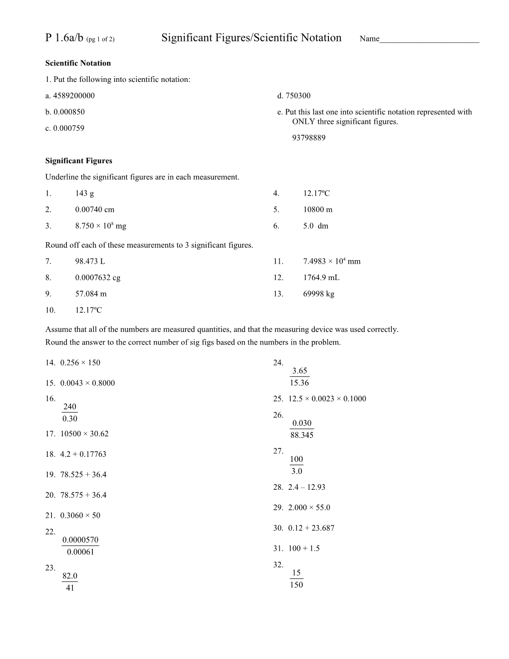 Scientific Notation s1