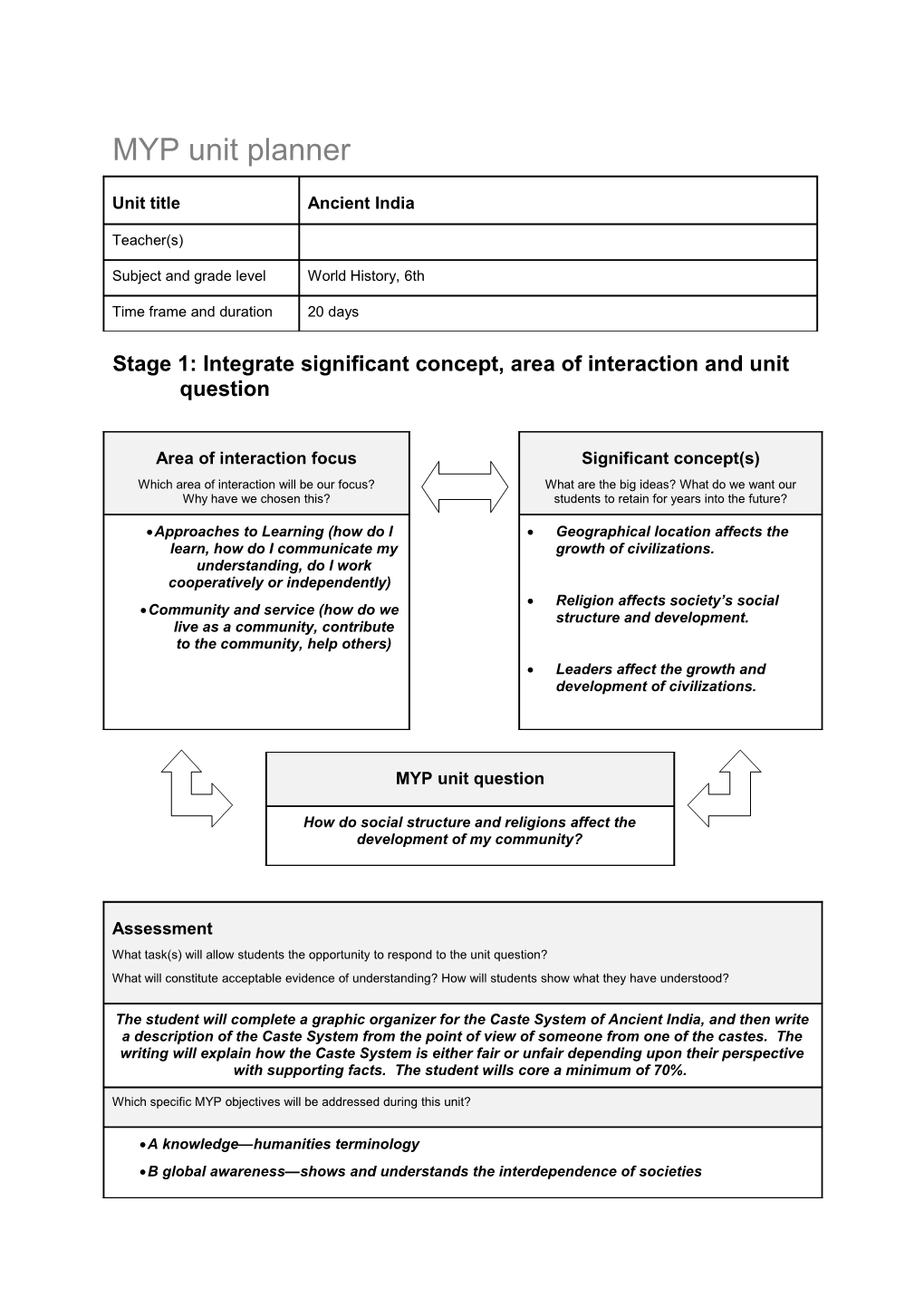 MYP Unit Planner s3