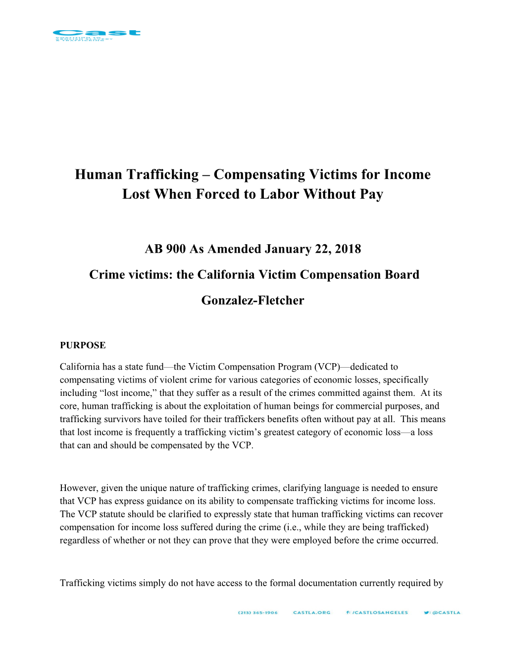 Human Trafficking Compensating Victims for Income Lost When Forced to Labor Without Pay