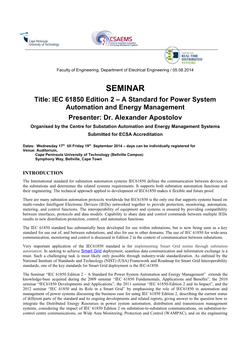 Title: IEC 61850 Edition 2 a Standard for Power System Automation and Energy Management