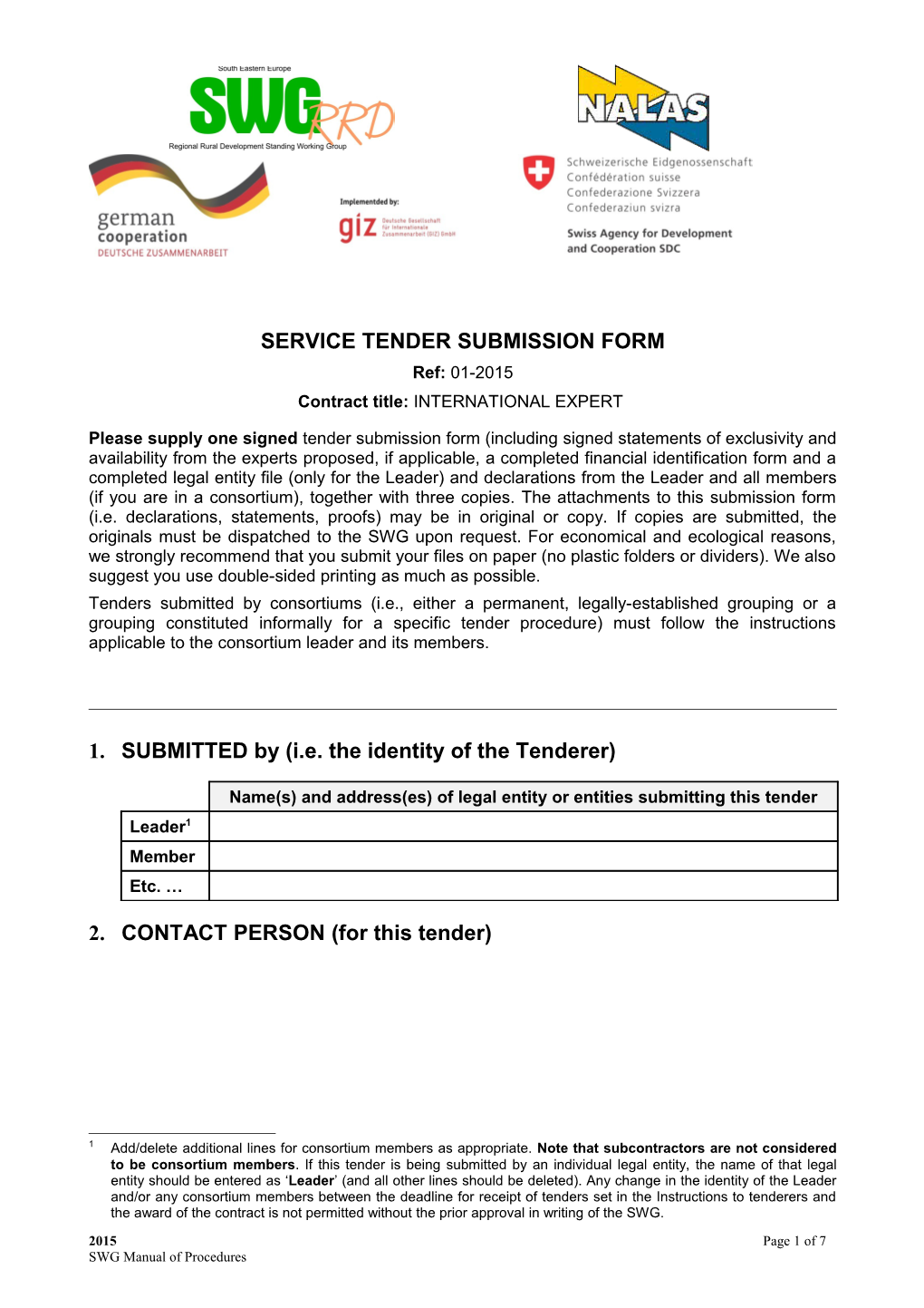 Service Tender Submission Form